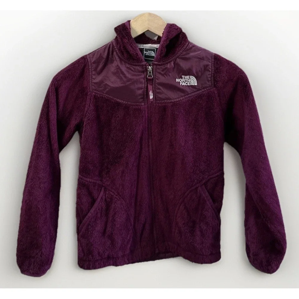 Girls The North Face OSO Fleece Hoodie Jacket Magenta‎ Pockets Small 7/8